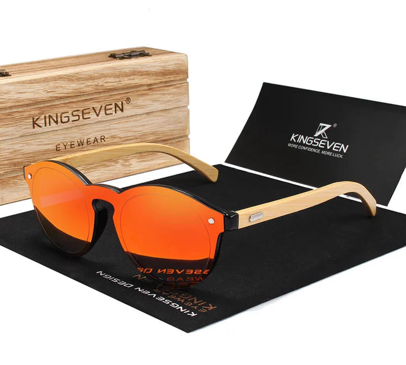 Unisex Wooden Sunglasses For Men And Women - Rimless Mirror Lenses With UV400 Sun Protection