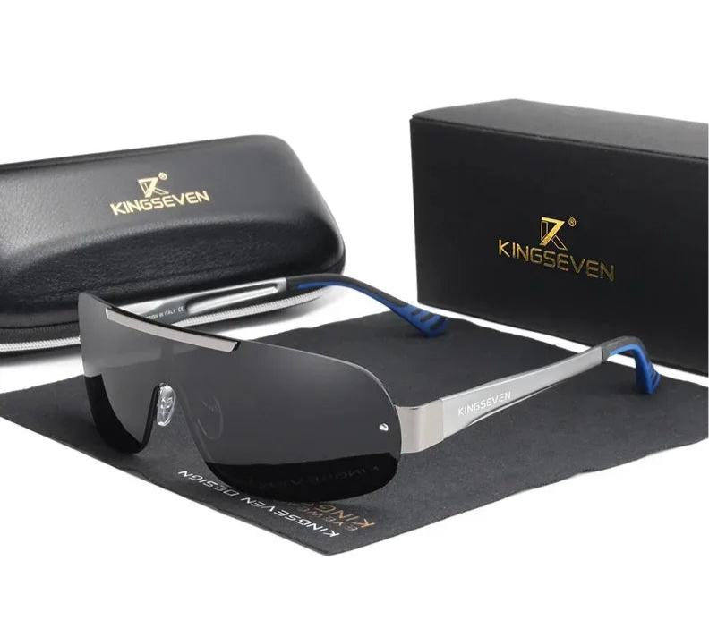 Polarized UV400 Sunglasses For Men - One Piece Mirror Lenses And Aluminum Frames