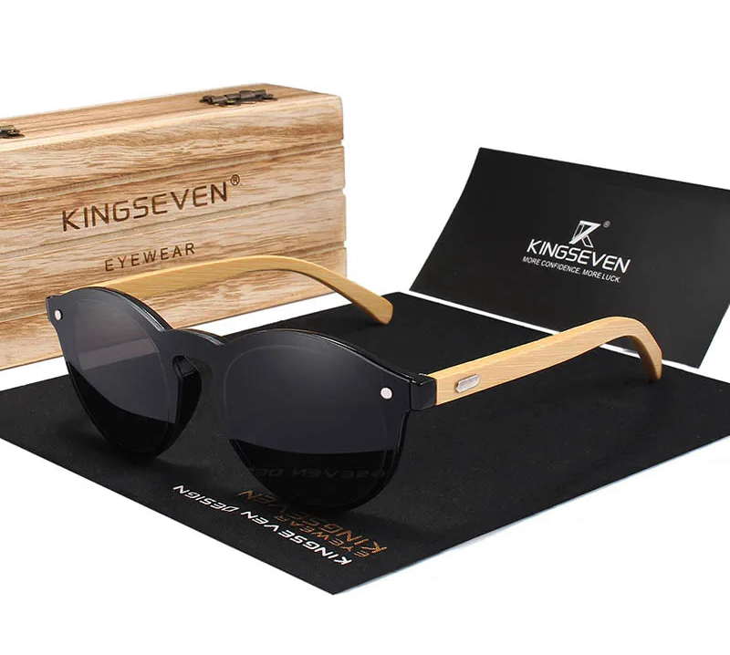 Unisex Wooden Sunglasses For Men And Women - Rimless Mirror Lenses With UV400 Sun Protection