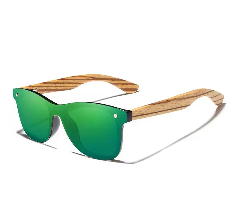 Sunglasses For Men With Mirror Lenses - UV400 Polarized And Square Bamboo Frames