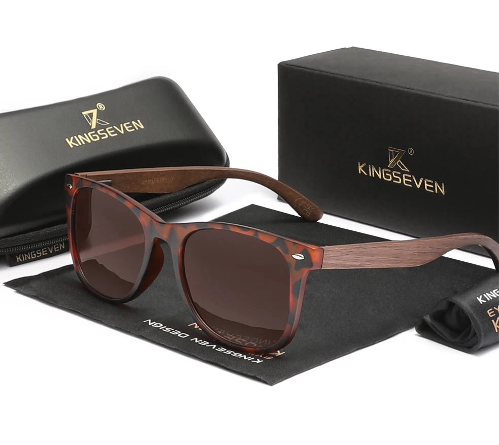 Unisex Walnut Wooden Sunglasses For Men or Women - Polarized Anti-UV400 Lens With Large Frames