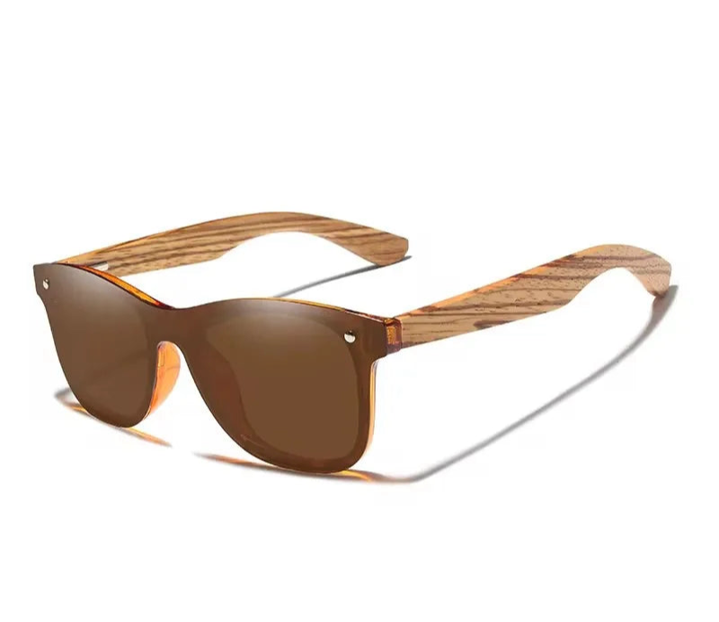 Sunglasses For Men With Mirror Lenses - UV400 Polarized And Square Bamboo Frames