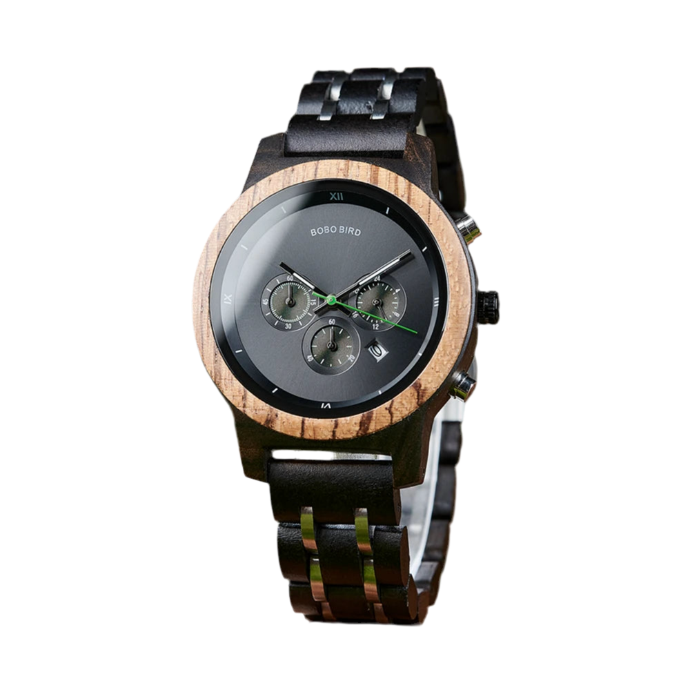 Wooden Women's Watch with 3 Sub Dials Chronograph