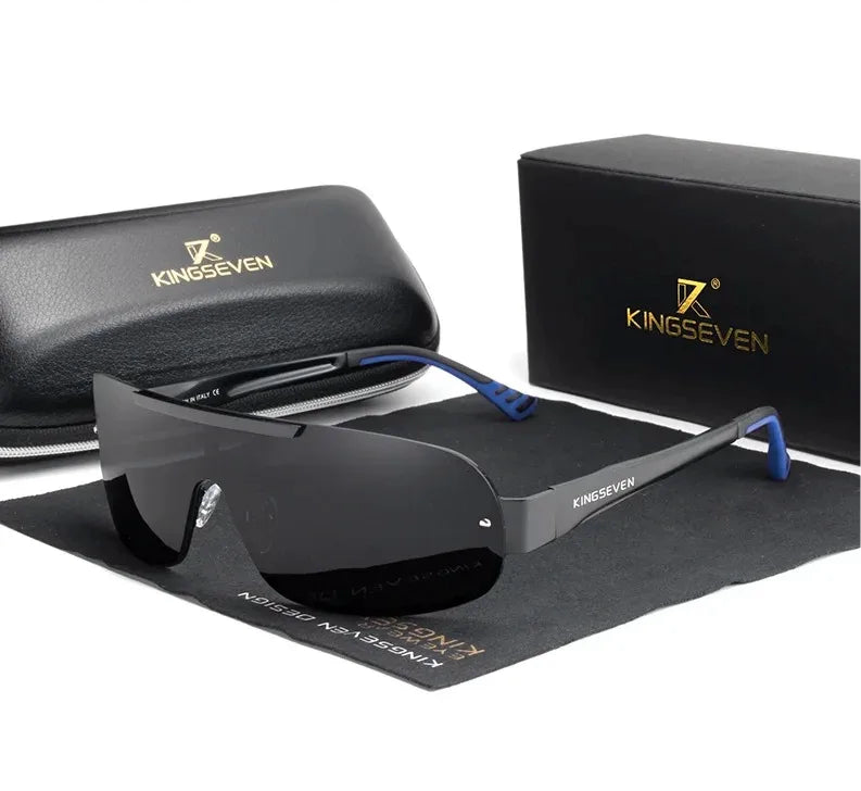 Polarized UV400 Sunglasses For Men - One Piece Mirror Lenses And Aluminum Frames