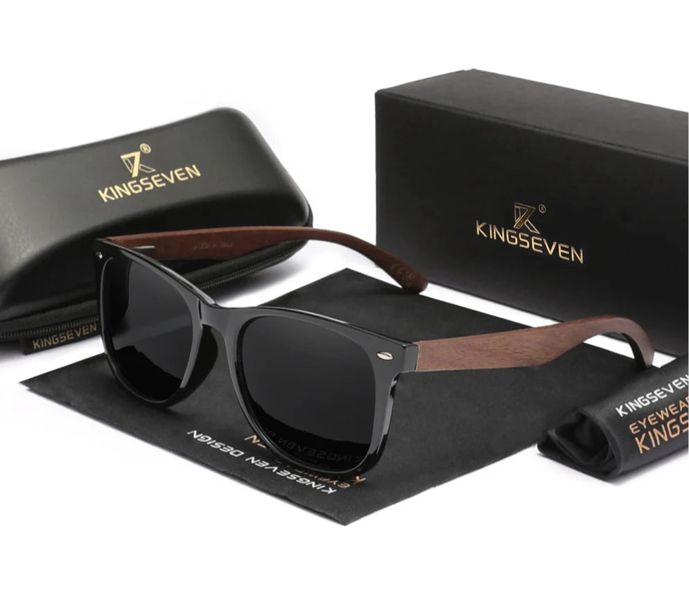 Unisex Walnut Wooden Sunglasses For Men or Women - Polarized Anti-UV400 Lens With Large Frames