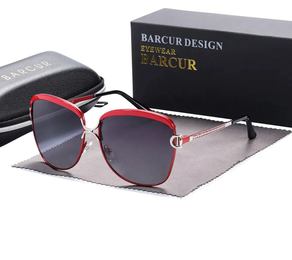 Polarized Ladies Sunglasses With Gradient Lenses - UV Sun Ray Protection And Wire Frames