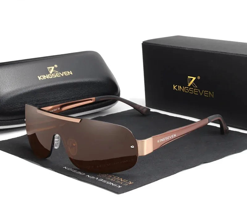 Polarized UV400 Sunglasses For Men - One Piece Mirror Lenses And Aluminum Frames