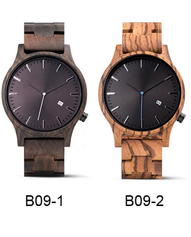 Wooden Watch For Men With Auto Date Round Analog Face - Classic Style And Quartz Movement