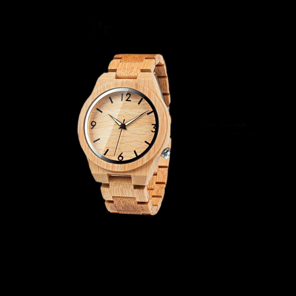 Simple Bamboo Men's Watch with Gift Box - Round Face - Quartz Movement