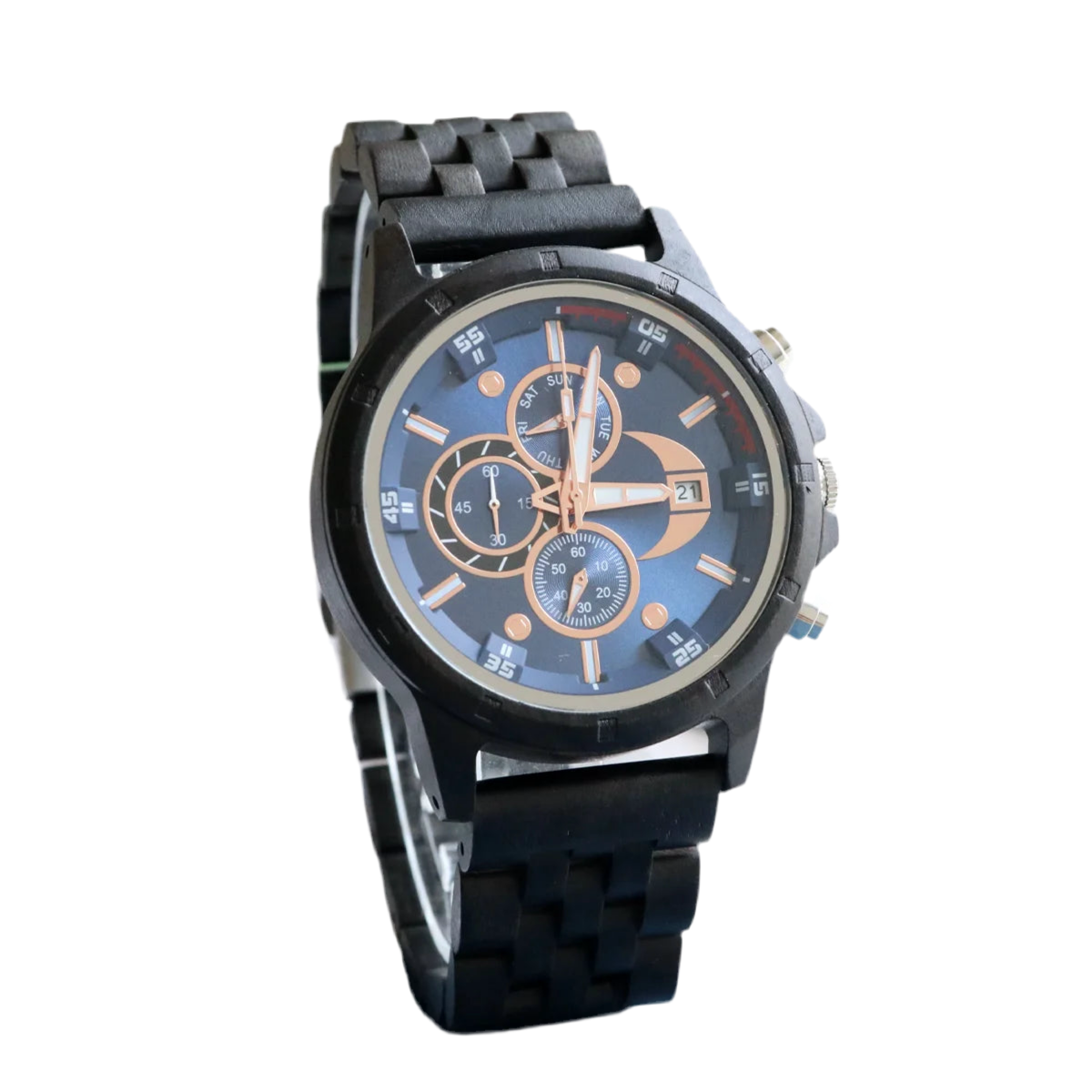 Men’s Sports Wooden Wrist Watch - Multifunction Analog Face & Quartz Movement