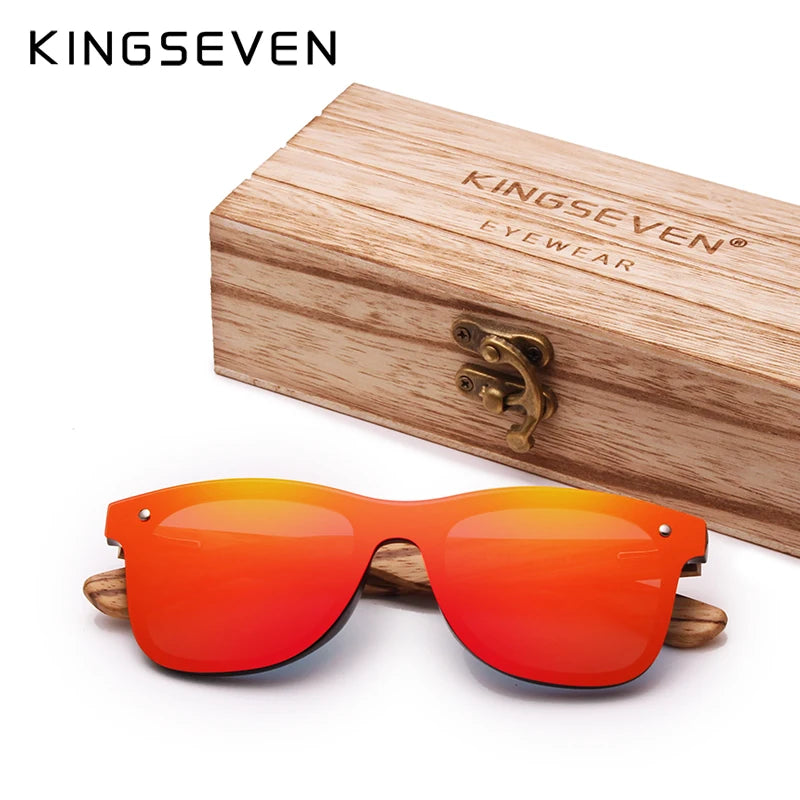 Sunglasses For Men With Mirror Lenses - UV400 Polarized And Square Bamboo Frames