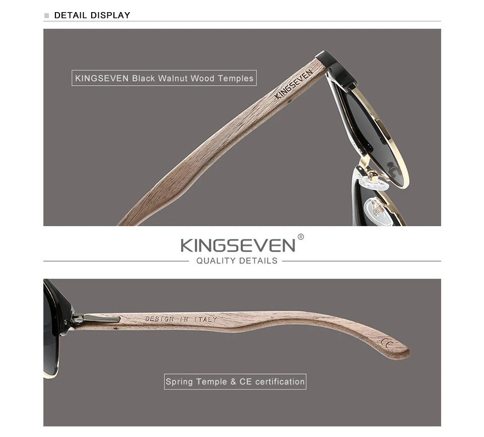 Retro Fashion Sunglasses For Men - Walnut Wooden Frames With Polarized UV400 HD Lenses