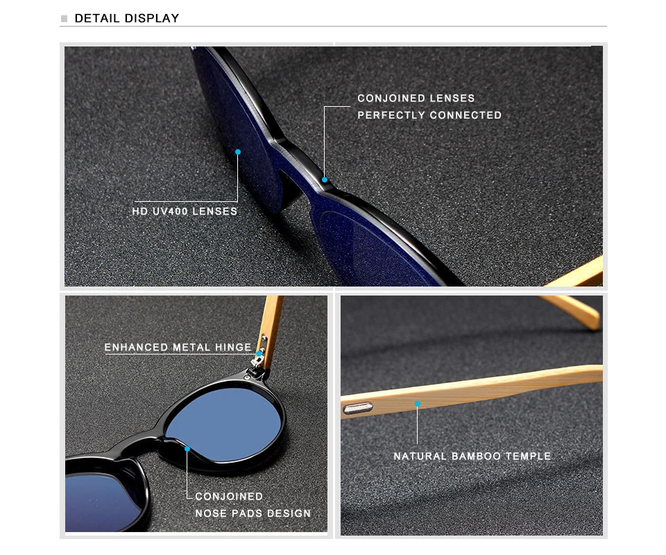 Unisex Wooden Sunglasses For Men And Women - Rimless Mirror Lenses With UV400 Sun Protection