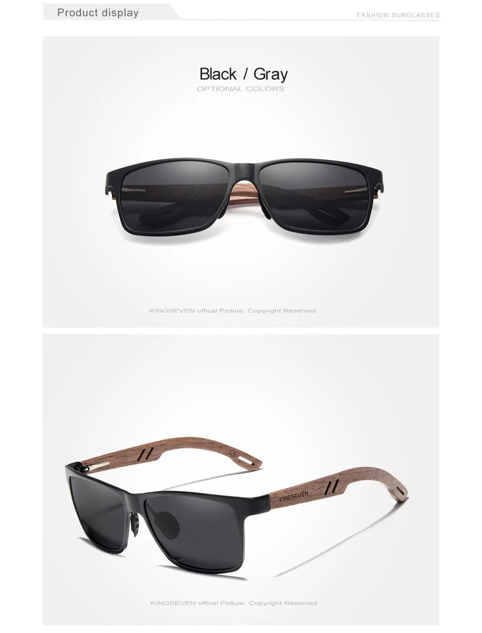 Men’s Wooden Square Frame Sunglasses - Classic Lenses With UV400 Protection
