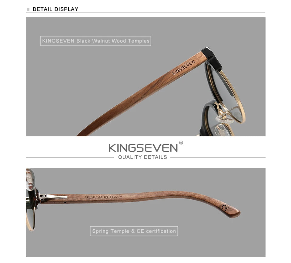 Men’s Polarized Wooden Sunglasses - UV400 Protection With Round Cat Eye Lenses