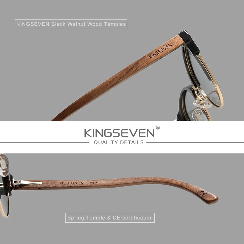 Men’s Polarized Wooden Sunglasses - UV400 Protection With Round Cat Eye Lenses