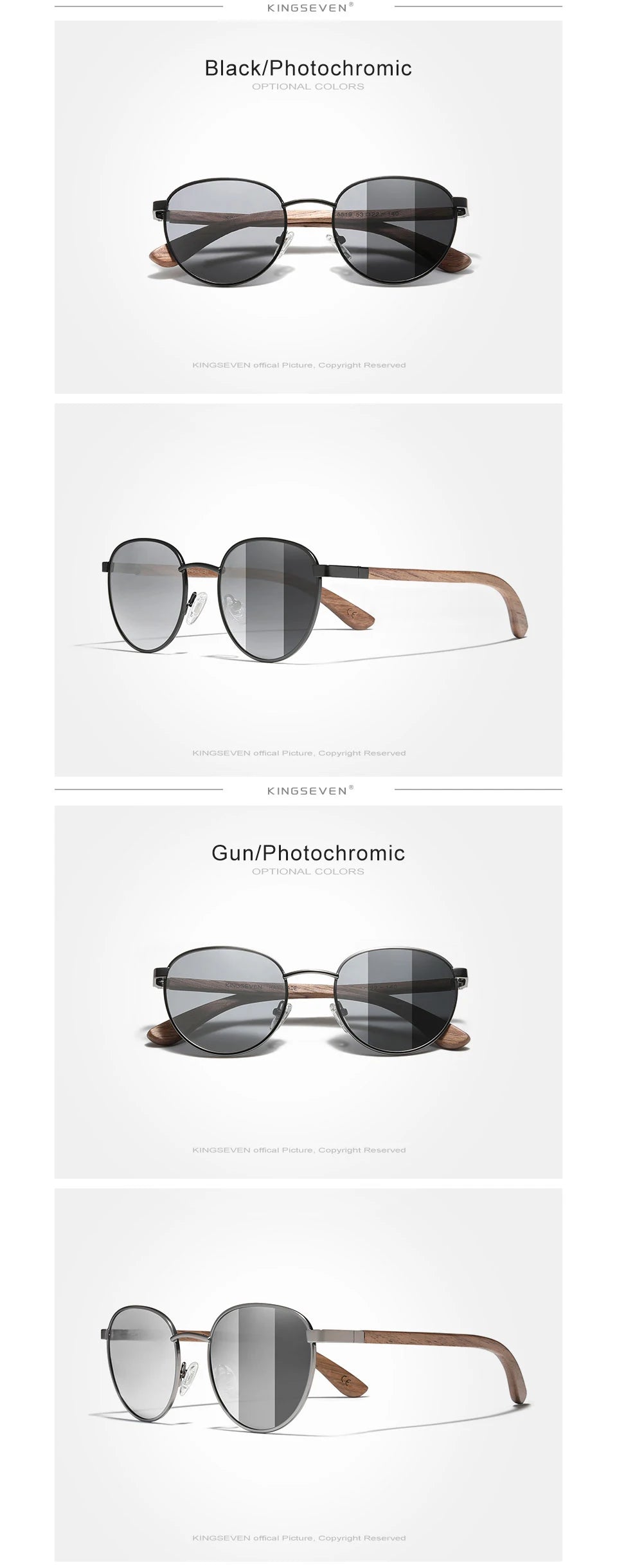 Handmade Walnut Wooden Sunglasses For Men - Polarized UV400 Protection Retro Round Lenses