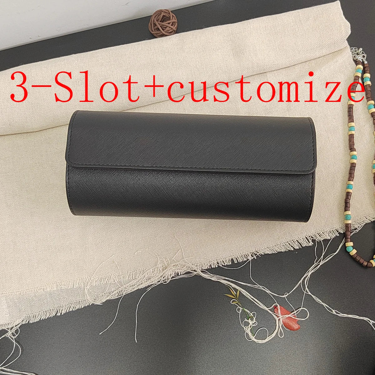 1/2/3-Slot Watch Roll Personalized Leather Travel Case - Custom Watch Case - Watch Storage Box