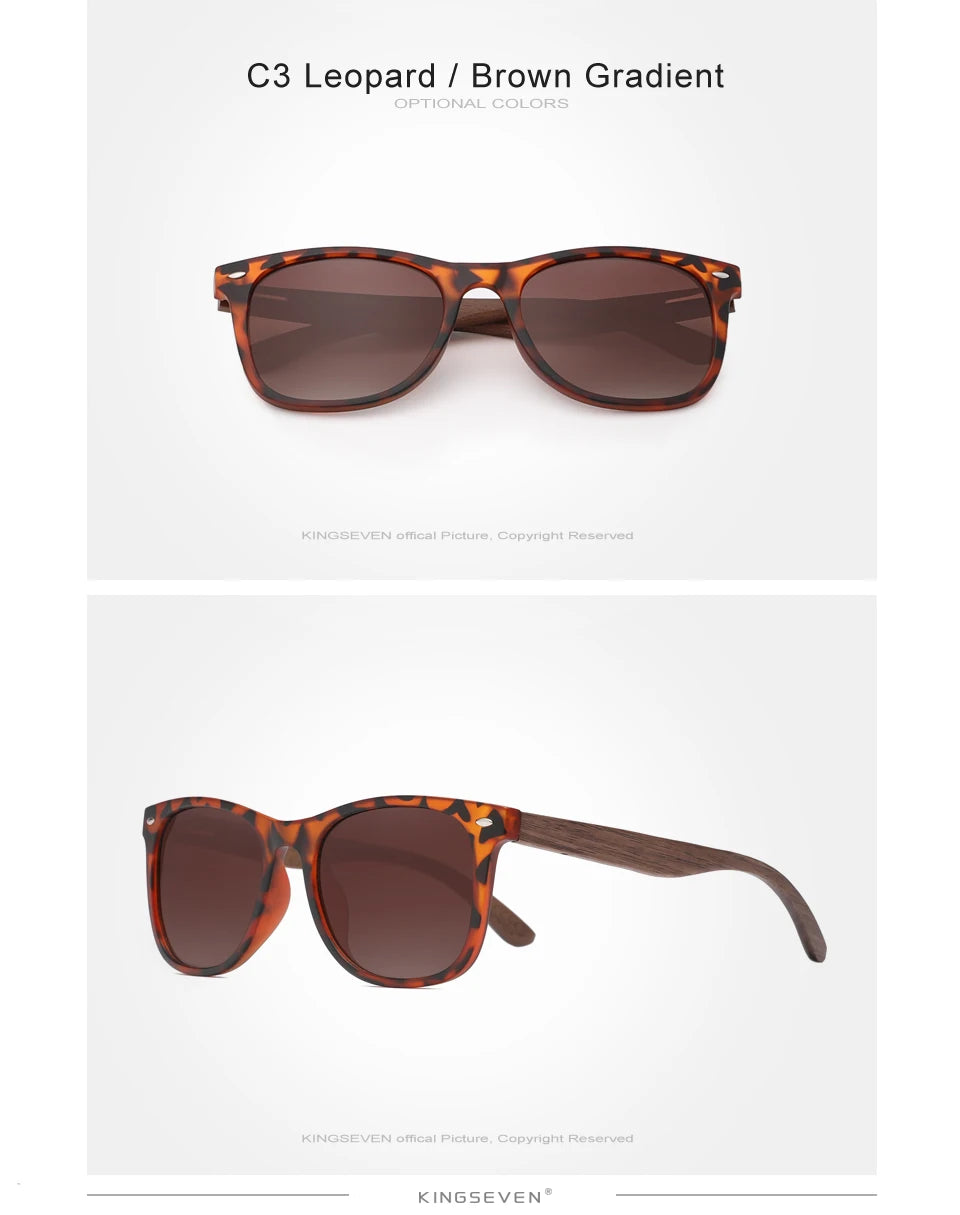 Unisex Walnut Wooden Sunglasses For Men or Women - Polarized Anti-UV400 Lens With Large Frames