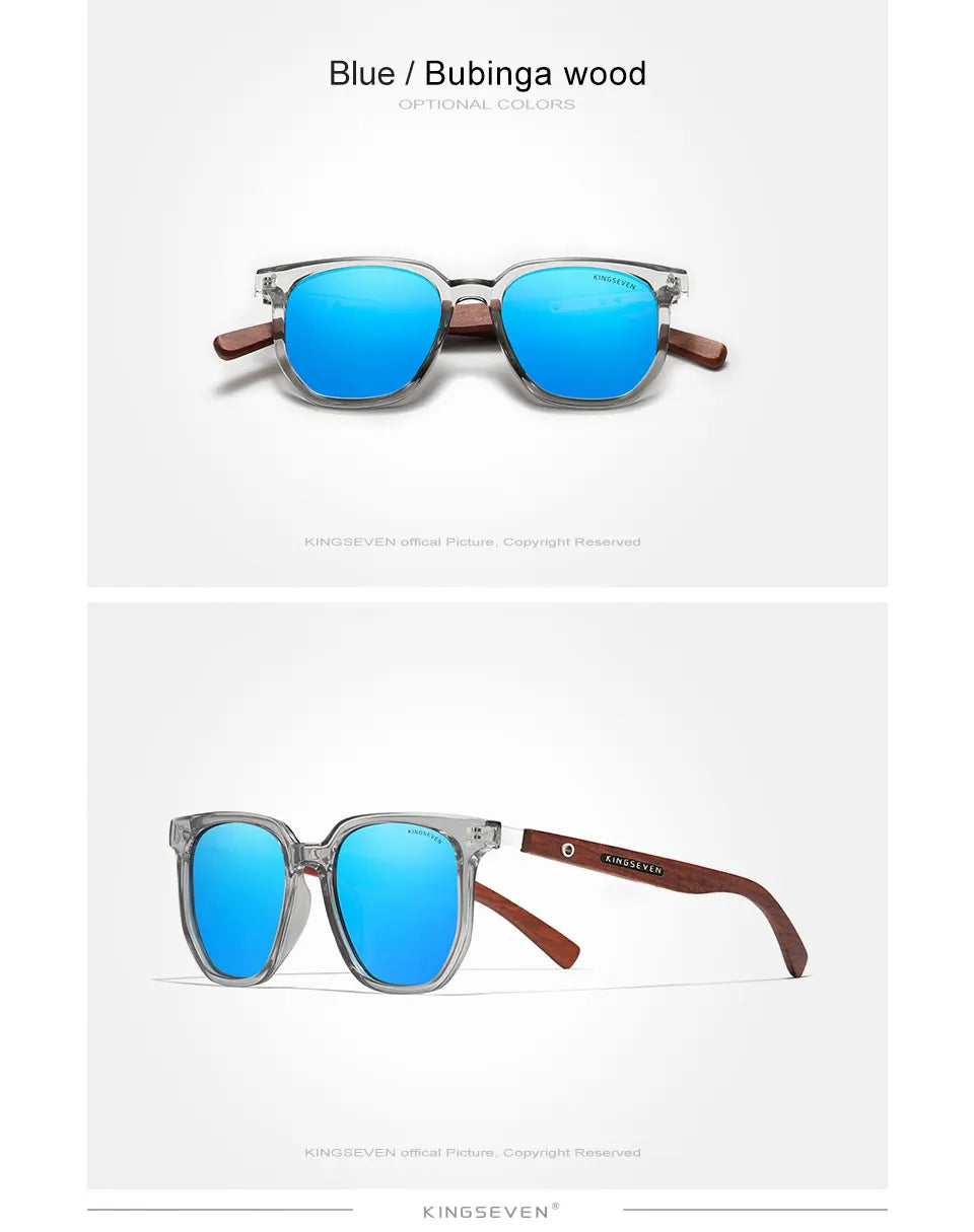 Men’s Retro Shape Wooden Sunglasses For Men - Polarized Square Lenses With UV Sunlight Protection
