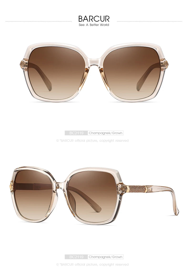 Designer Polarized Sunglasses For Women - Cat Eye Shaped UV400 Protection Gradient Lenses