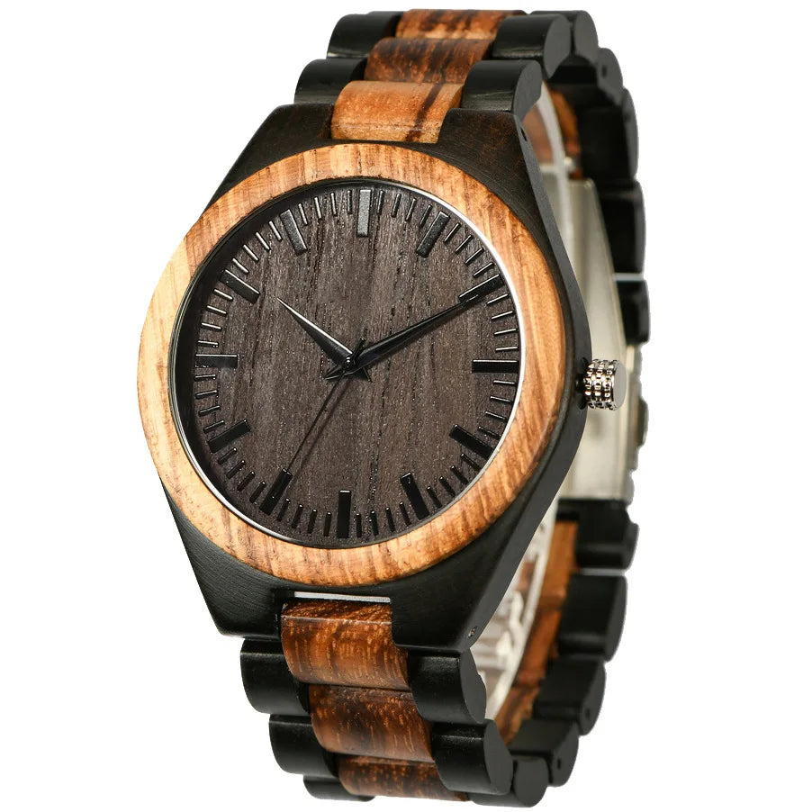 Unisex Wooden Wrist Watch For Men or Women - Classic Analog Timepiece - Quartz Movement And Retro Style