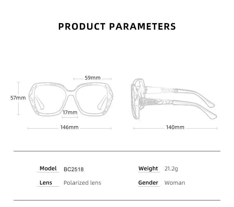 Women Polarized Sunglasses Oversized Gradient Lenses With UV Ray Protection