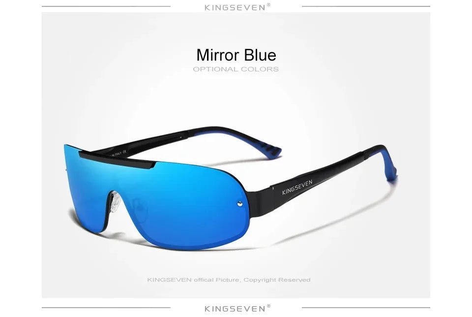 Polarized UV400 Sunglasses For Men - One Piece Mirror Lenses And Aluminum Frames