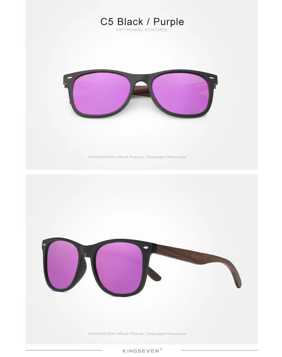 Unisex Walnut Wooden Sunglasses For Men or Women - Polarized Anti-UV400 Lens With Large Frames