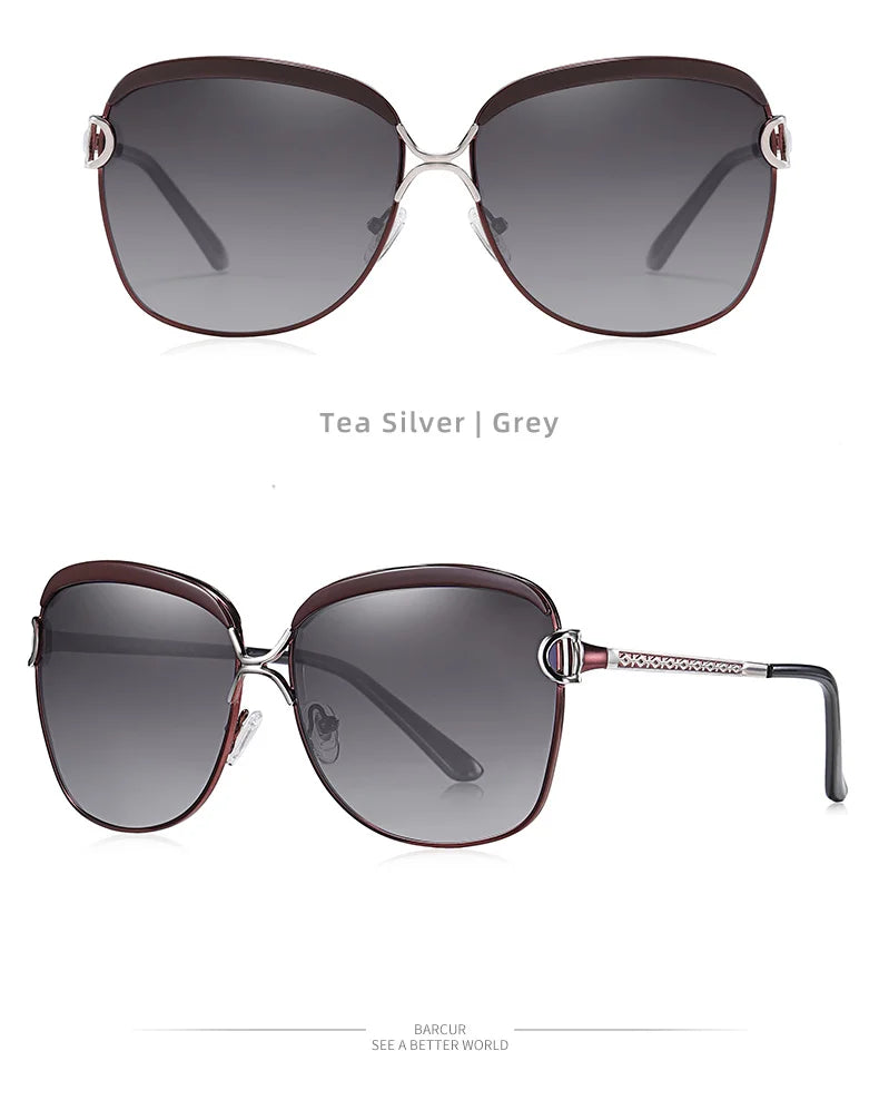 Polarized Ladies Sunglasses With Gradient Lenses - UV Sun Ray Protection And Wire Frames