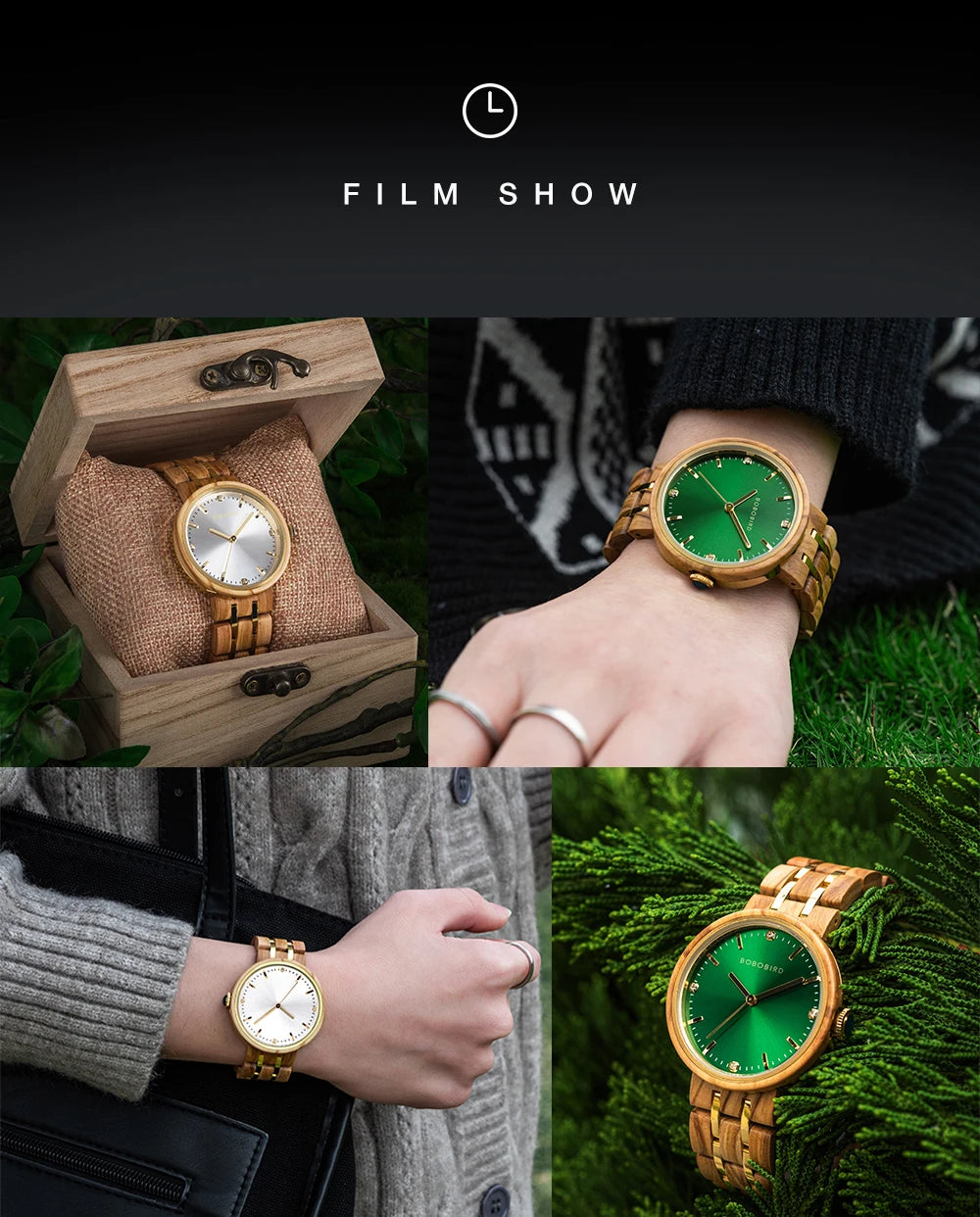 Women's Wooden Watch - Round Analog Face & Quartz Movement With Gift Box