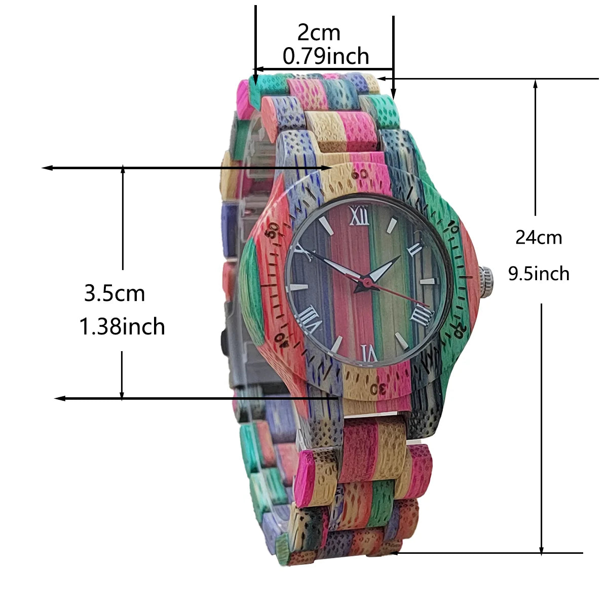 Women’s Elegant Colorful Natural Bamboo Wooden Watch - Fashionable Color Band Quartz Movement Classic Analog Wristwatch For Ladies