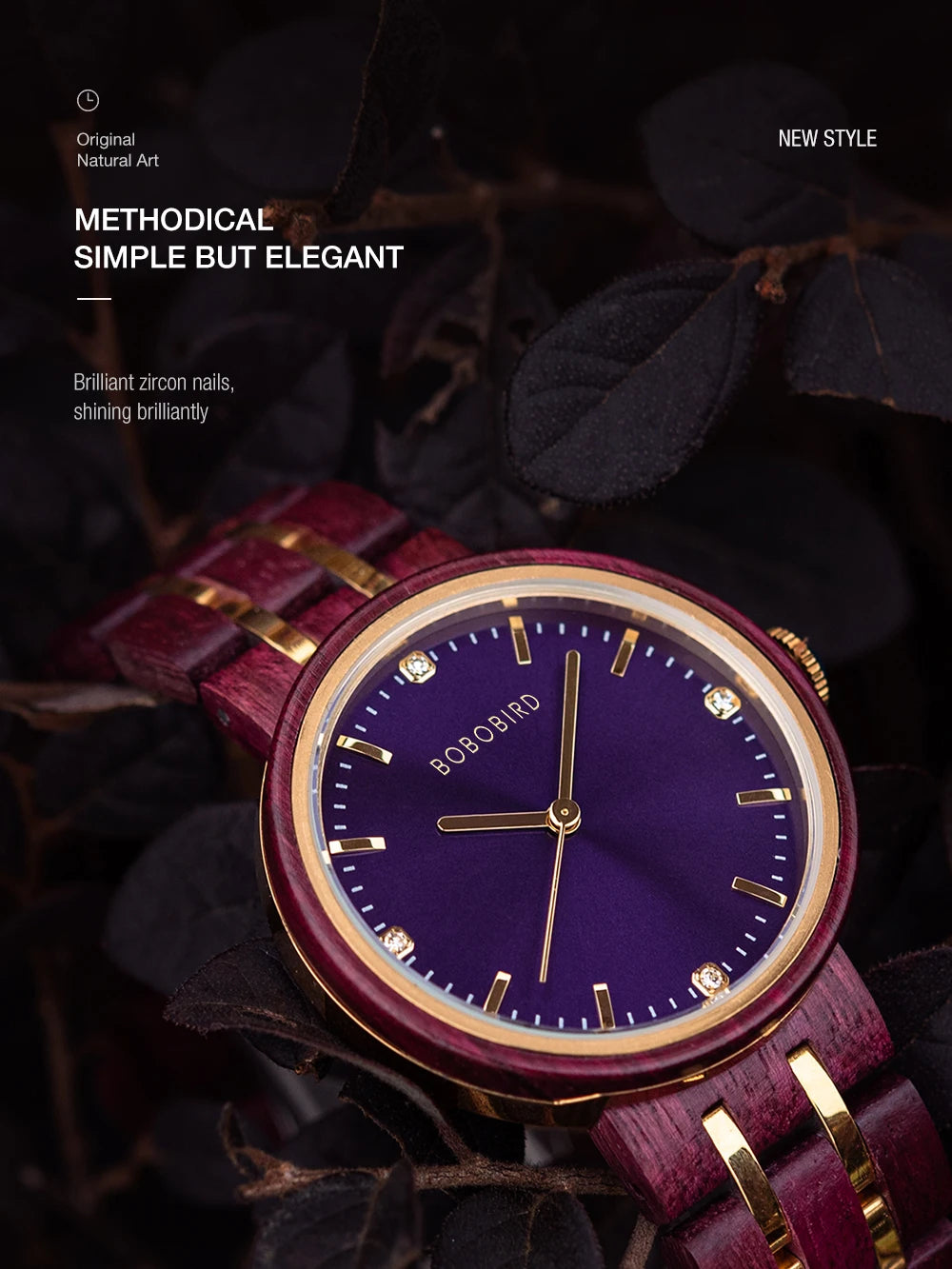 Women's Wooden Watch - Round Analog Face & Quartz Movement With Gift Box