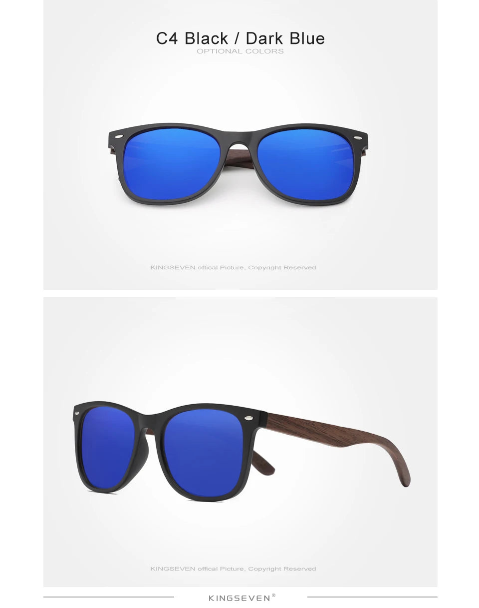 Unisex Walnut Wooden Sunglasses For Men or Women - Polarized Anti-UV400 Lens With Large Frames