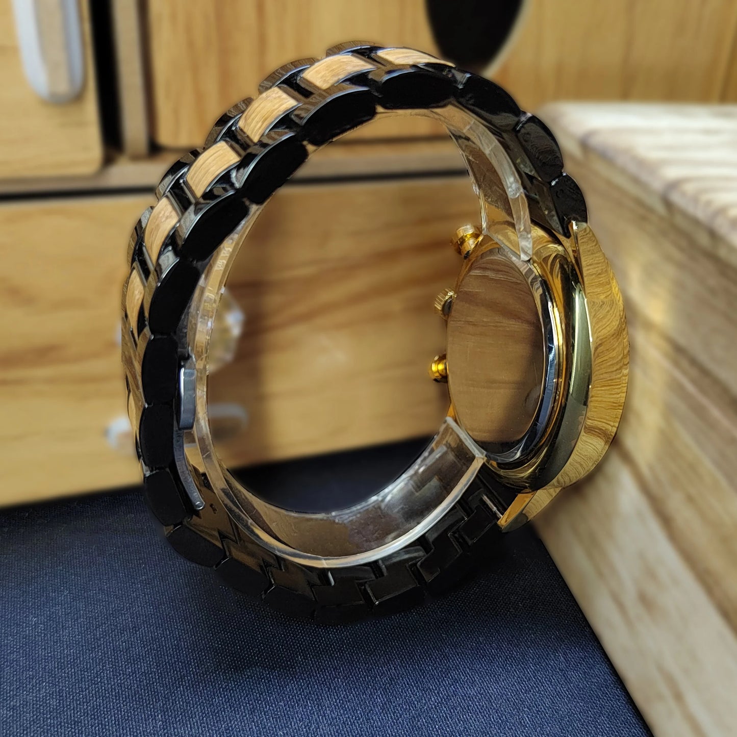 Men’s Wooden Watch With Unique Chronographic Design - Quartz Movement Sports Style