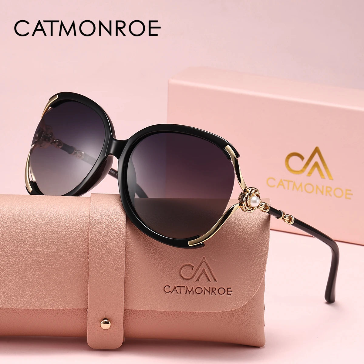 Ladies Sunglasses With Oversized Cat Eye Frames And Ornate Legs - UV Sunlight Protection In Gradient Lenses