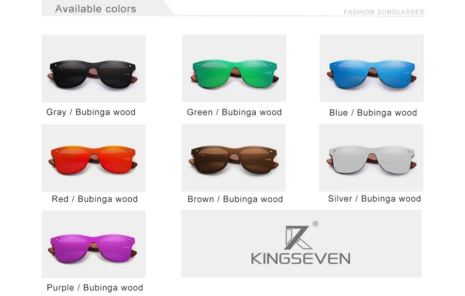 Men’s UV Polarized Mirror Lens Sunglasses - Rectangular Shaped Wooden Frames