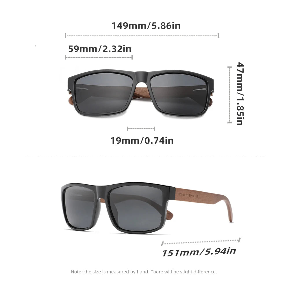 Men’s Wooden Polarized Sunglasses - Black Walnut Rectangular Frame Glasses With UV Protection