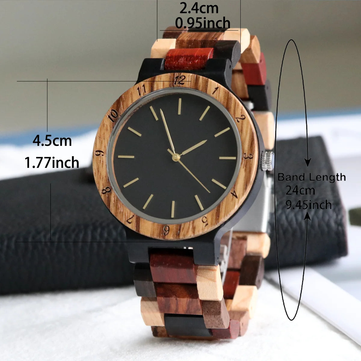 Unisex Multicolored Wooden Wristwatch For Men & Women - Classic Analog Dress Watch With Quartz Movement