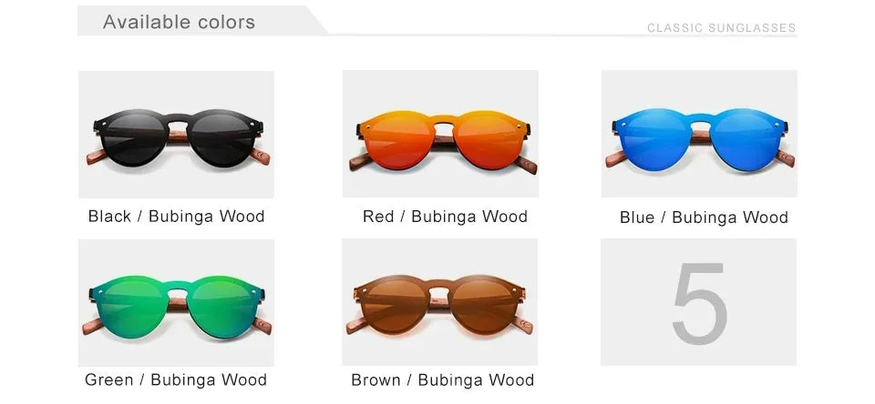 Natural Wood Framed Sunglasses For Men - Polarized UV Protection Mirror Lenses