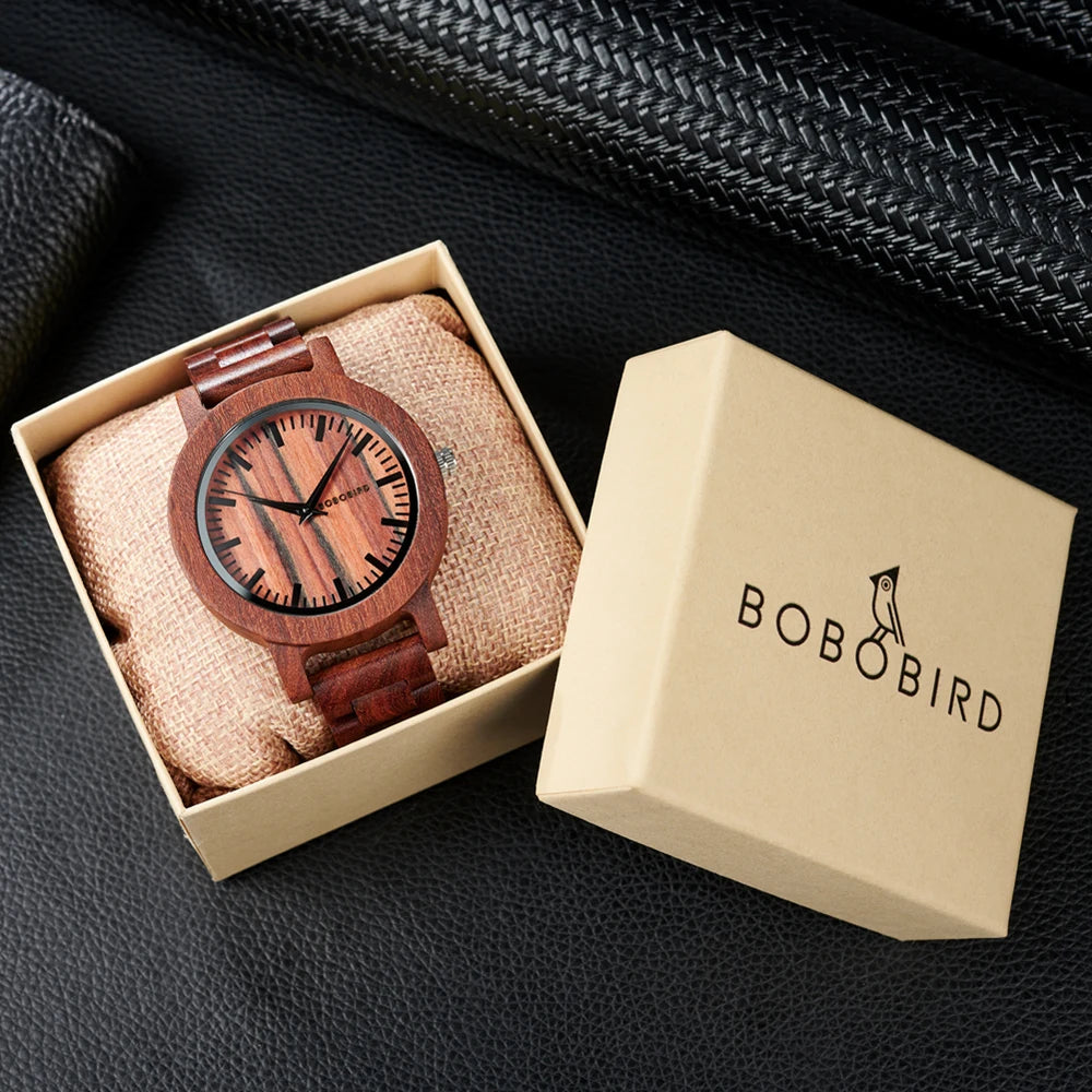 Men’s Classic Analog Sandalwood Watch - Quartz Movement With Wooden Box