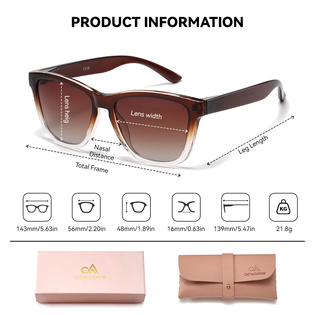 Classic Ladies Shades With Square Polarized Lenses - UV Protection Women’s Sunglasses