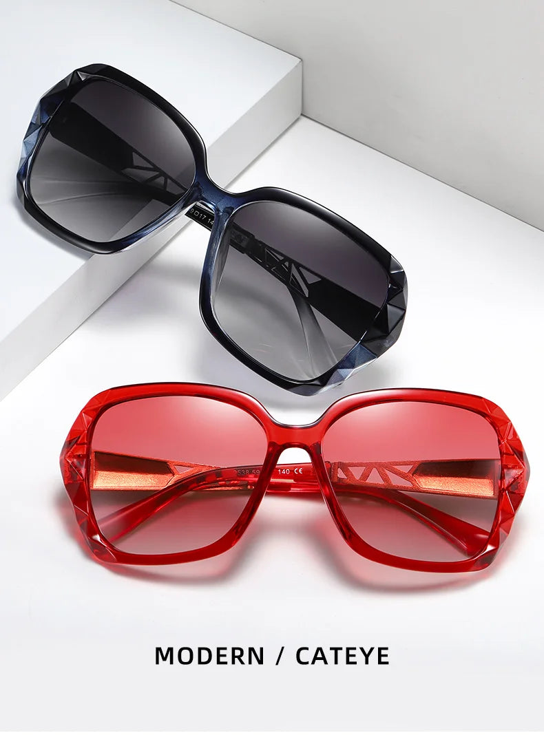 Ladies Fashion Sunglasses With Polarized Gradient Lenses - Butterfly Frames And UV Sunlight Protection