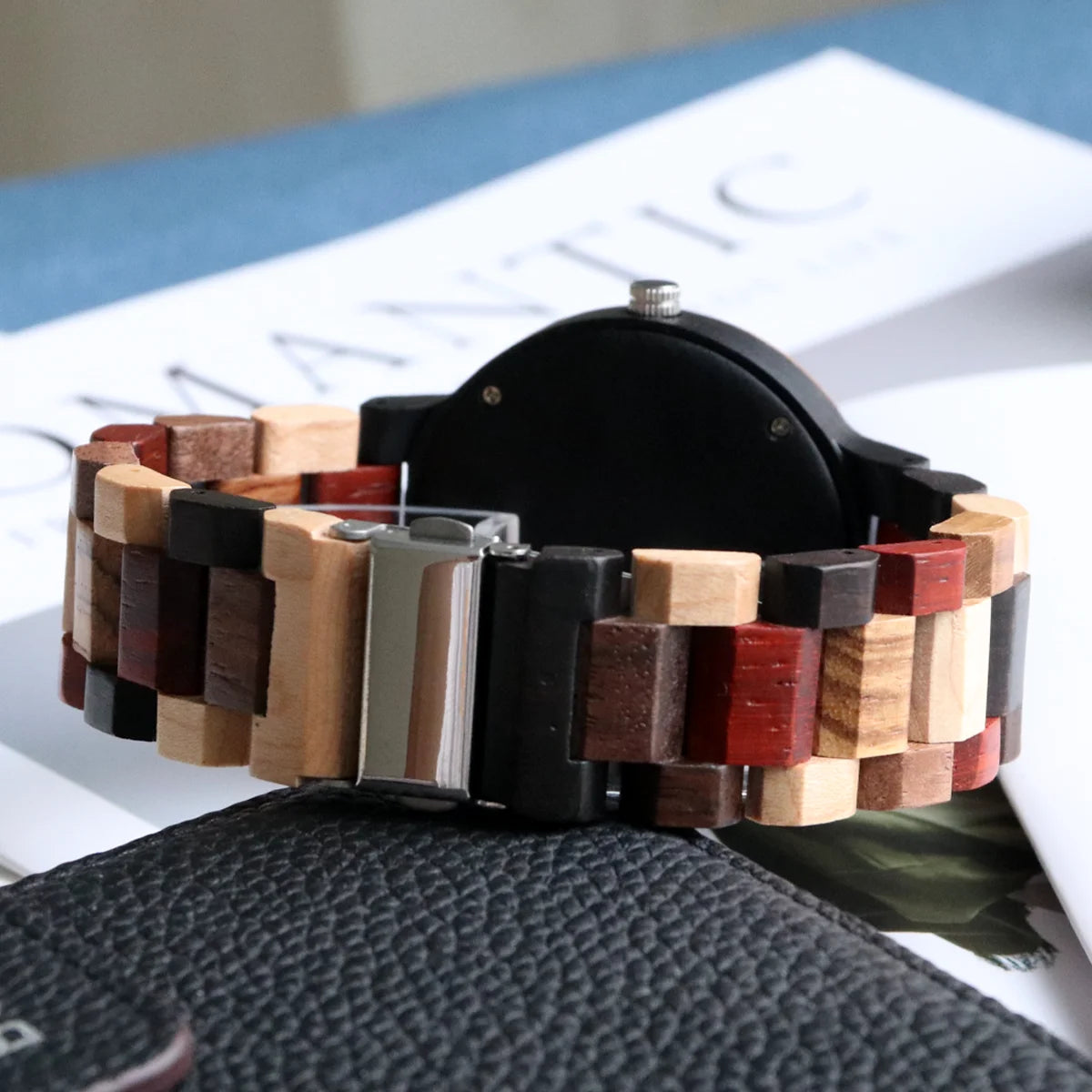 Unisex Multicolored Wooden Wristwatch For Men & Women - Classic Analog Dress Watch With Quartz Movement