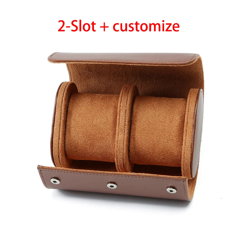 1/2/3-Slot Watch Roll Personalized Leather Travel Case - Custom Watch Case - Watch Storage Box