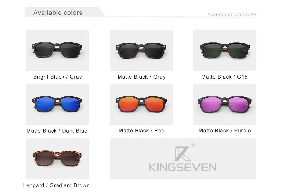 Classic Unisex Walnut Sunglasses For Women Or Men - Polarized UV400 Square Wooden Frame Fashion Glasses