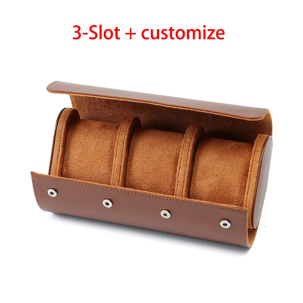 1/2/3-Slot Watch Roll Personalized Leather Travel Case - Custom Watch Case - Watch Storage Box