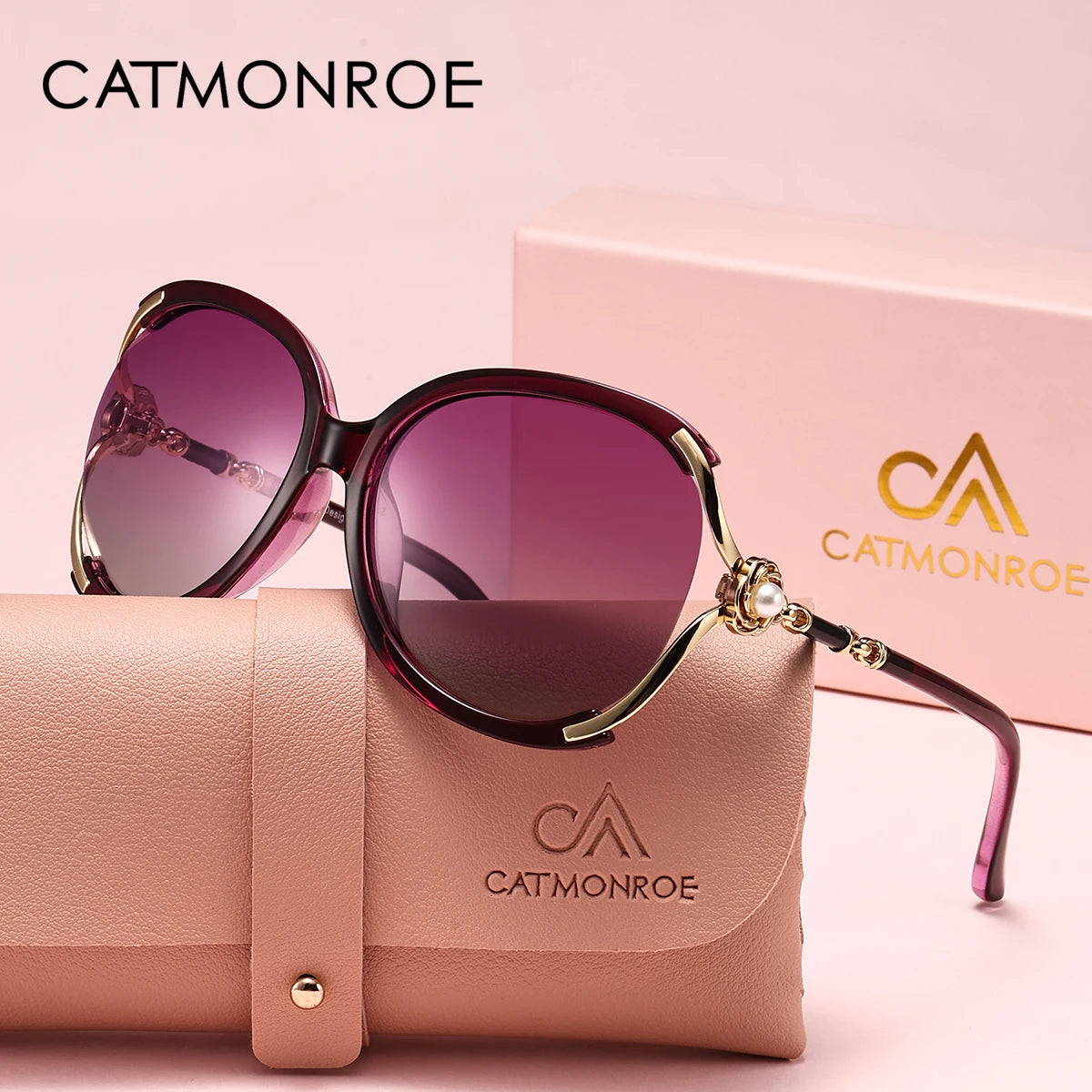 Ladies Sunglasses With Oversized Cat Eye Frames And Ornate Legs - UV Sunlight Protection In Gradient Lenses