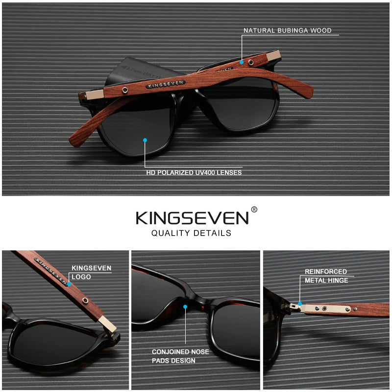 Men’s Retro Shape Wooden Sunglasses For Men - Polarized Square Lenses With UV Sunlight Protection