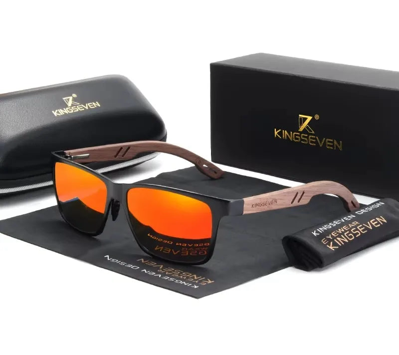 Wooden Sunglasses For Men High - Classic Rectangular Frames With UV400 Polarized Lenses